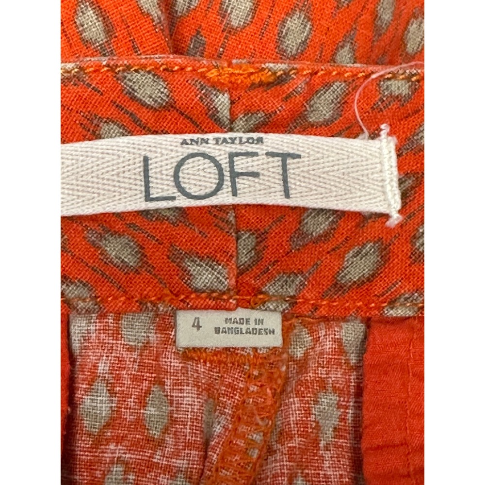 Ann Taylor LOFT Shorts Womens 4 Orange Ikat Pattern Pockets Mid Rise - Picture 3 of 5